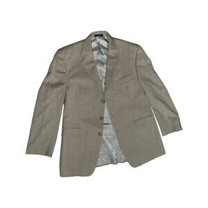 Sean John Mens Tan Plaid Suit Jacket Blazer 100% Wool Size 42R Business Wedding